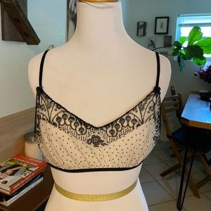 Anthropologie bralette black & white lace vintage